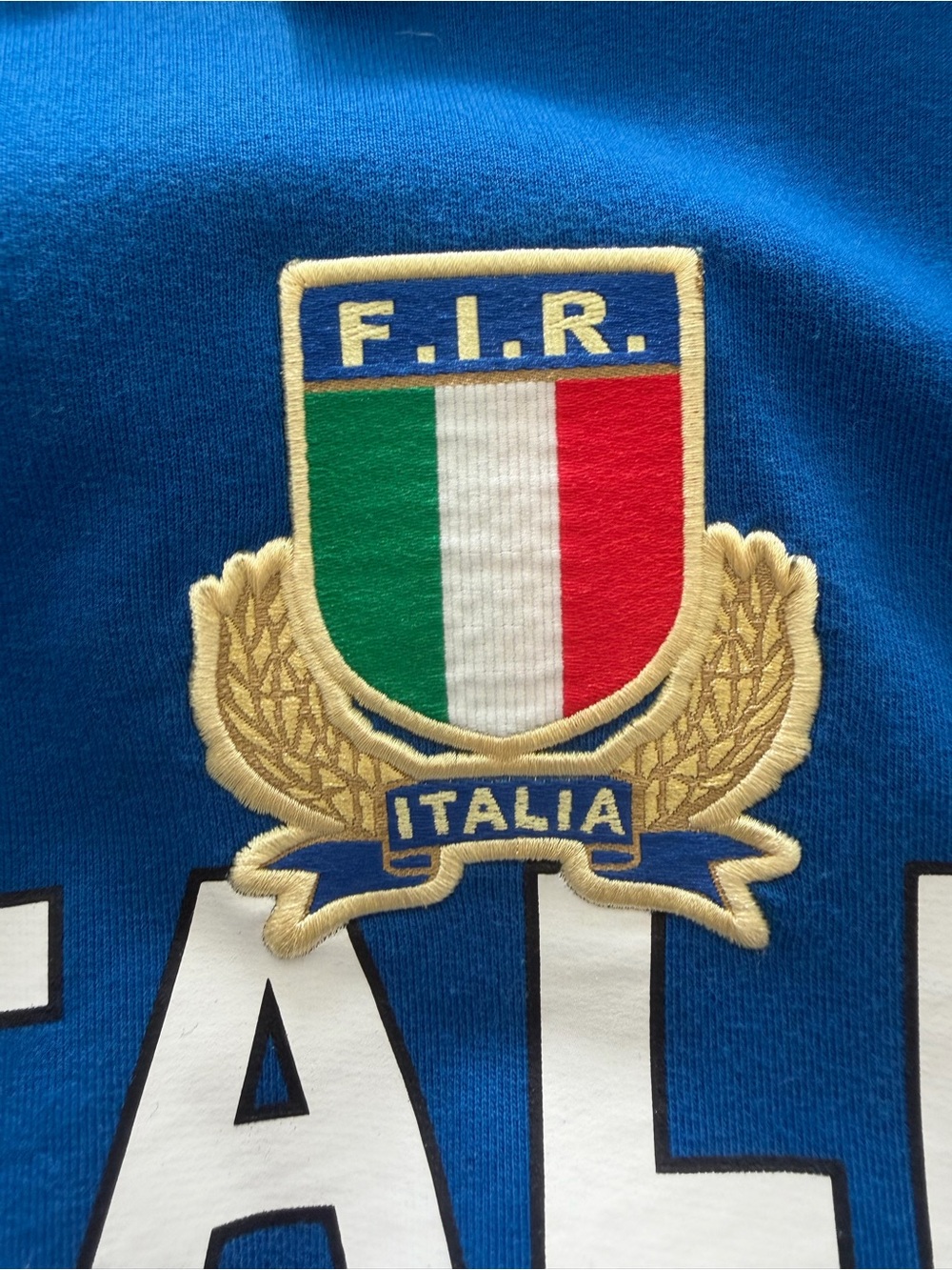 MACARON Blue Men's Crewneck Sweater with Italia Crest Patch - Italian Brand, 4-6